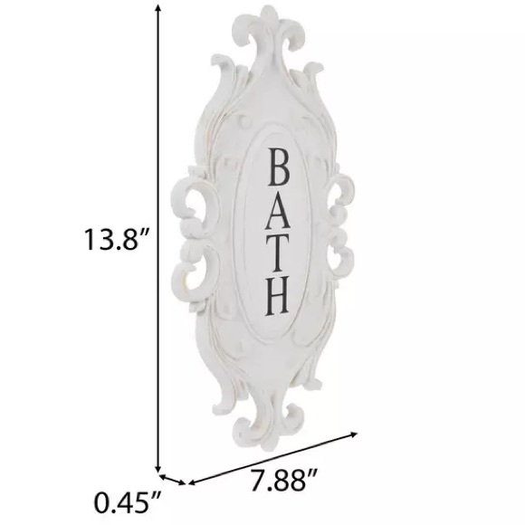 White Bath Ornate Wood Wall Decor - Picture 2 of 4
